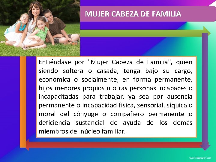 MUJER CABEZA DE FAMILIA Entiéndase por "Mujer Cabeza de Familia", quien siendo soltera o