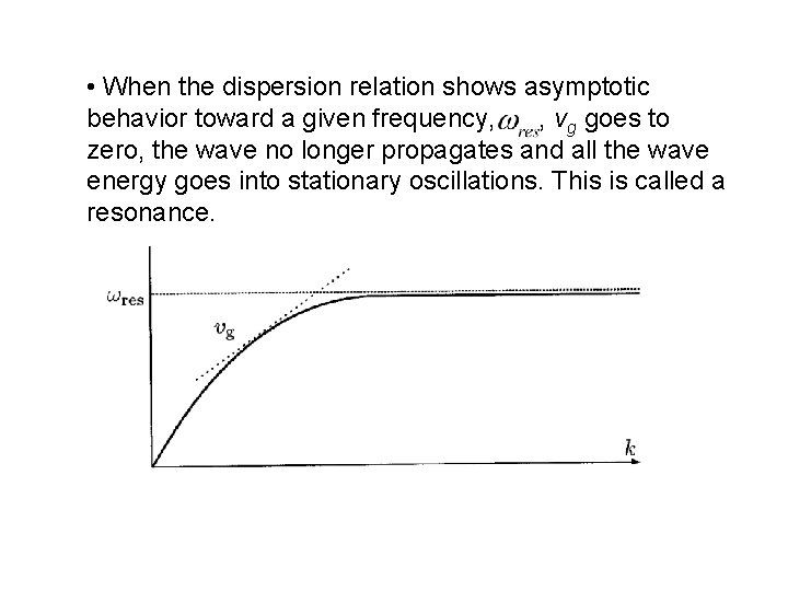  • When the dispersion relation shows asymptotic behavior toward a given frequency, ,