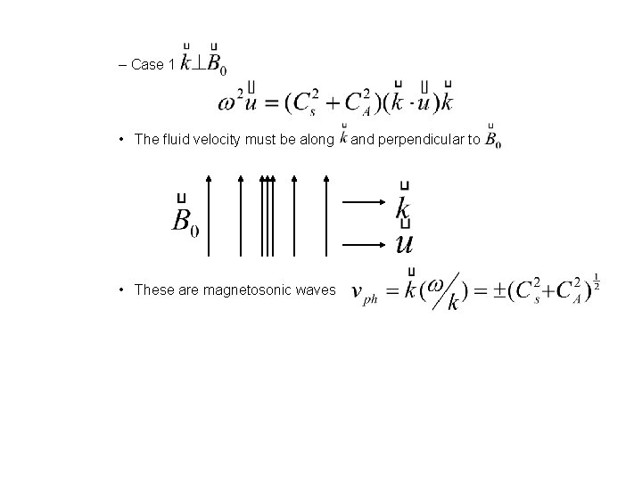 – Case 1 • The fluid velocity must be along • These are magnetosonic