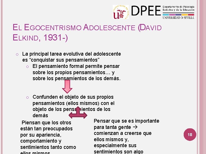 EL EGOCENTRISMO ADOLESCENTE (DAVID ELKIND, 1931 -) o La principal tarea evolutiva del adolescente