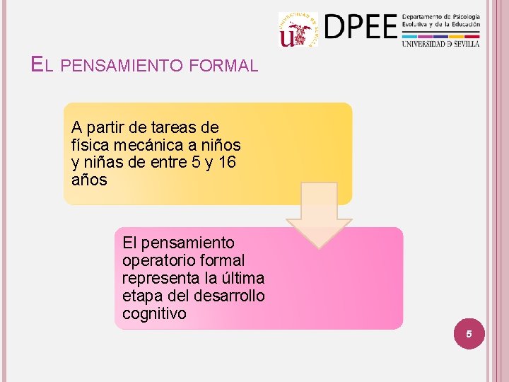 EL PENSAMIENTO FORMAL A partir de tareas de física mecánica a niños y niñas