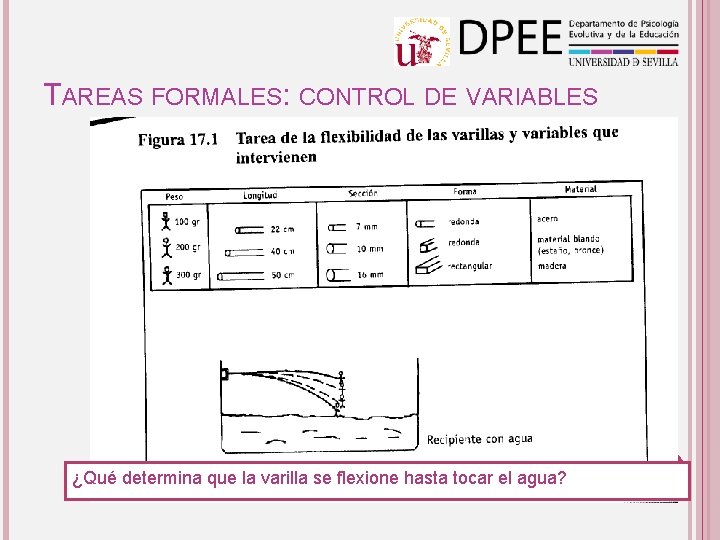 TAREAS FORMALES: CONTROL DE VARIABLES ¿Qué determina que la varilla se flexione hasta tocar