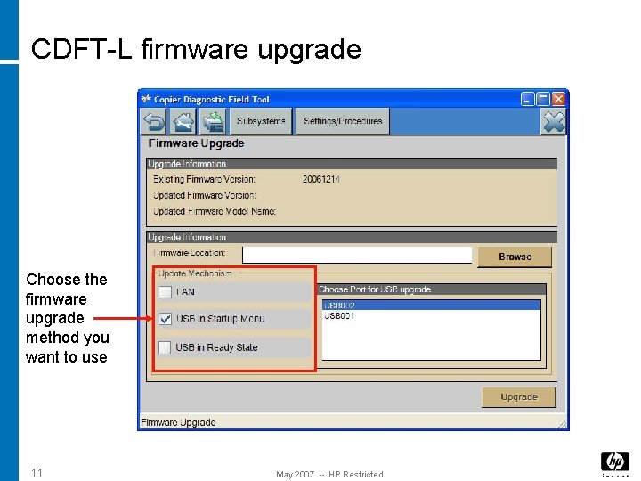 CDFT-L firmware upgrade Choose the firmware upgrade method you want to use 11 May