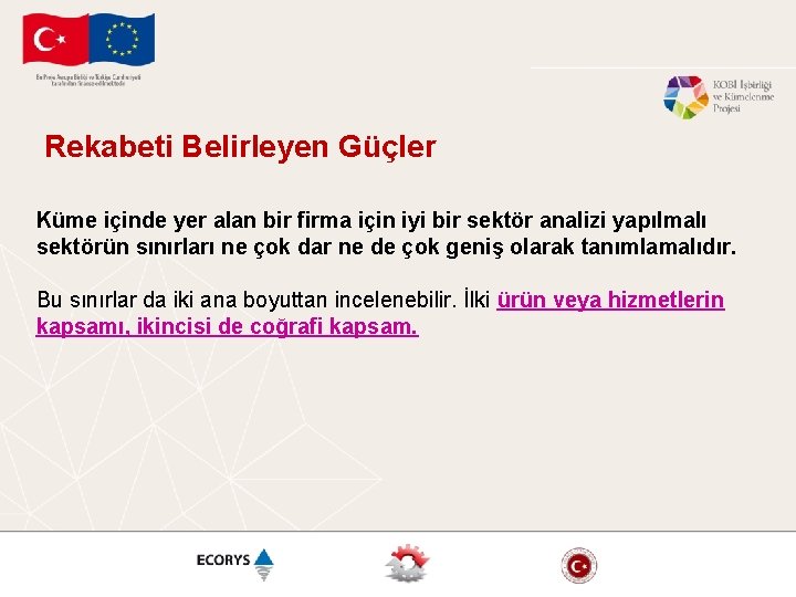 Rekabeti Belirleyen Güçler Küme içinde yer alan bir firma için iyi bir sektör analizi