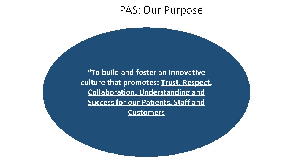 PAS: Our Purpose “To build and foster an innovative culture that promotes: Trust, Respect,