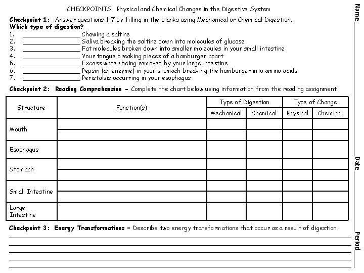 Checkpoint 1: Answer questions 1 -7 by filling in the blanks using Mechanical or