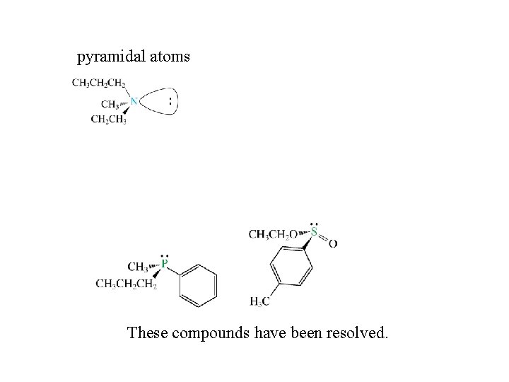 pyramidal atoms These compounds have been resolved. 