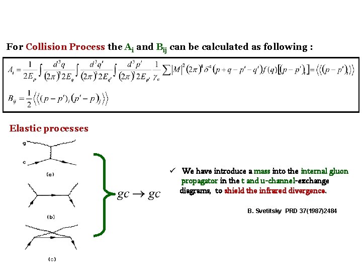 For Collision Process the Ai and Bij can be calculated as following : Elastic For Collision Process the Ai and Bij can be calculated as following : Elastic