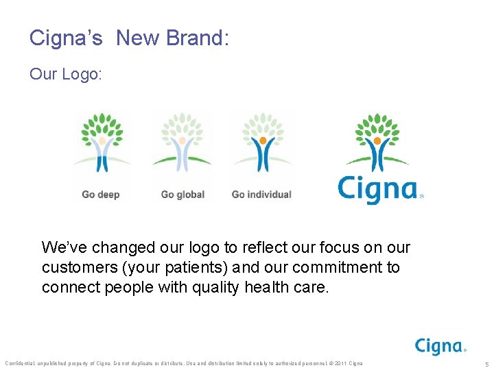 Cigna’s New Brand: Our Logo: We’ve changed our logo to reflect our focus on