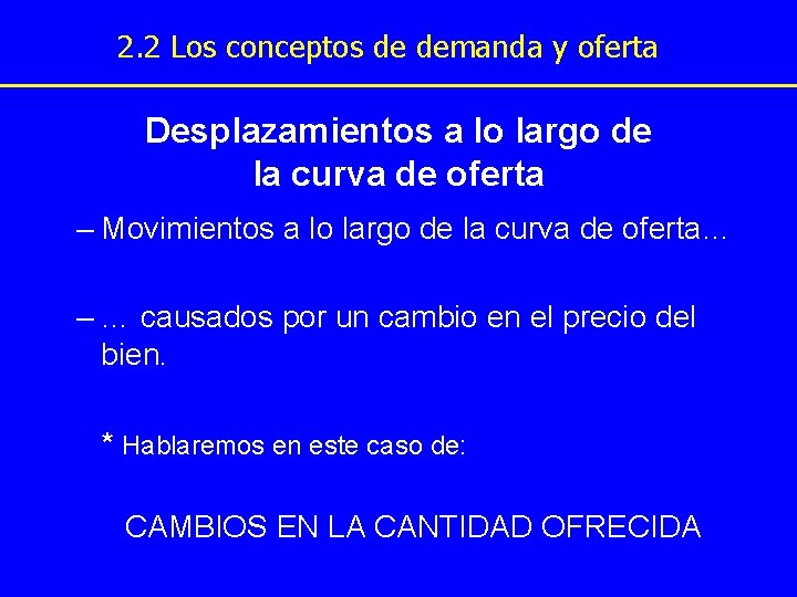 2. 2 Los conceptos de demanda y oferta Desplazamientos a lo largo de la