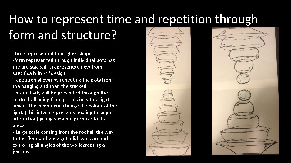 How to represent time and repetition through form and structure? -Time represented hour glass