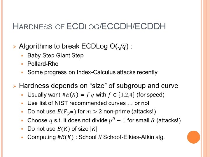 HARDNESS OF ECDLOG/ECCDH/ECDDH 