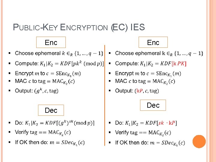 PUBLIC-KEY ENCRYPTION (EC) IES Enc Dec 