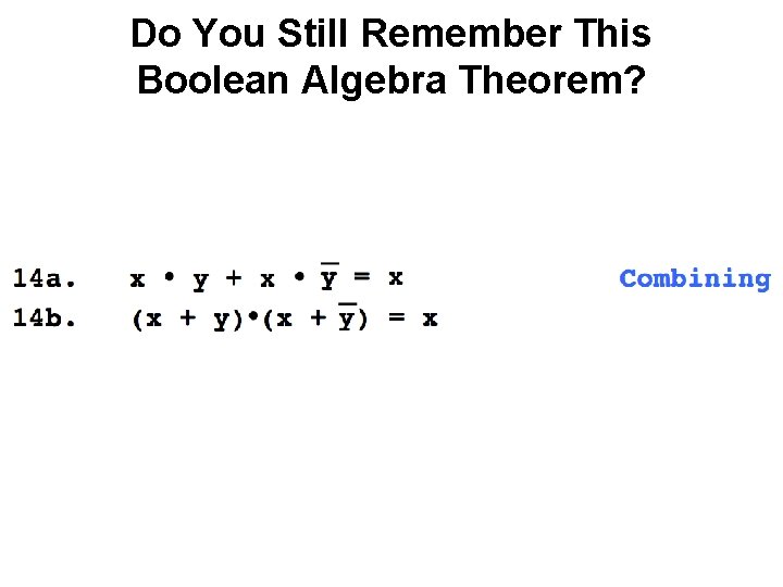 Do You Still Remember This Boolean Algebra Theorem? 