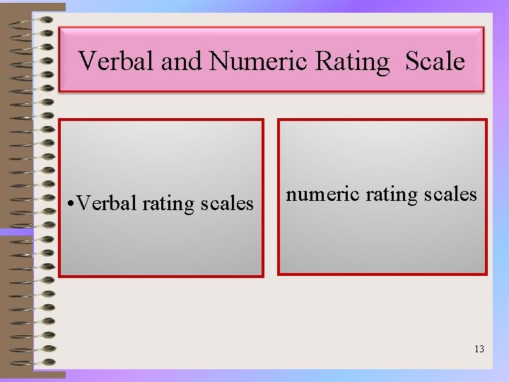 Verbal and Numeric Rating Scale • Verbal rating scales numeric rating scales 13 