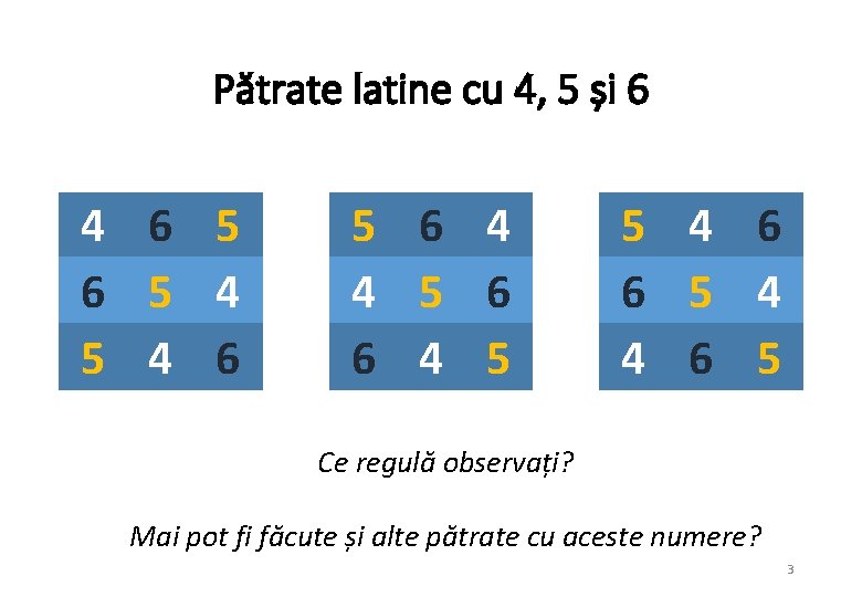 Pătrate latine cu 4, 5 și 6 4 6 5 4 5 4 6