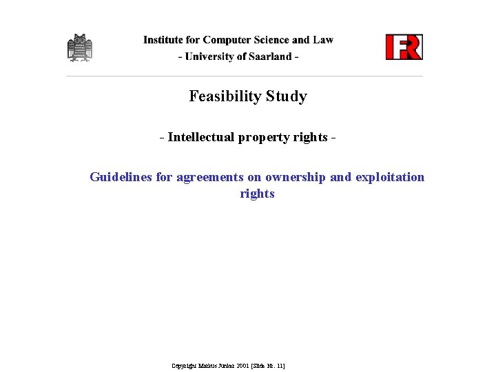 Feasibility Study - Intellectual property rights Guidelines for agreements on ownership and exploitation rights