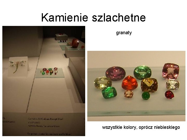 Kamienie szlachetne granaty wszystkie kolory, oprócz niebieskiego 