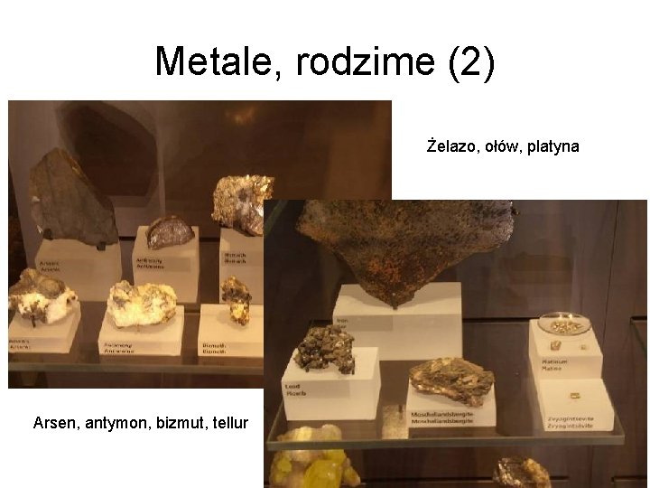 Metale, rodzime (2) Żelazo, ołów, platyna Arsen, antymon, bizmut, tellur 