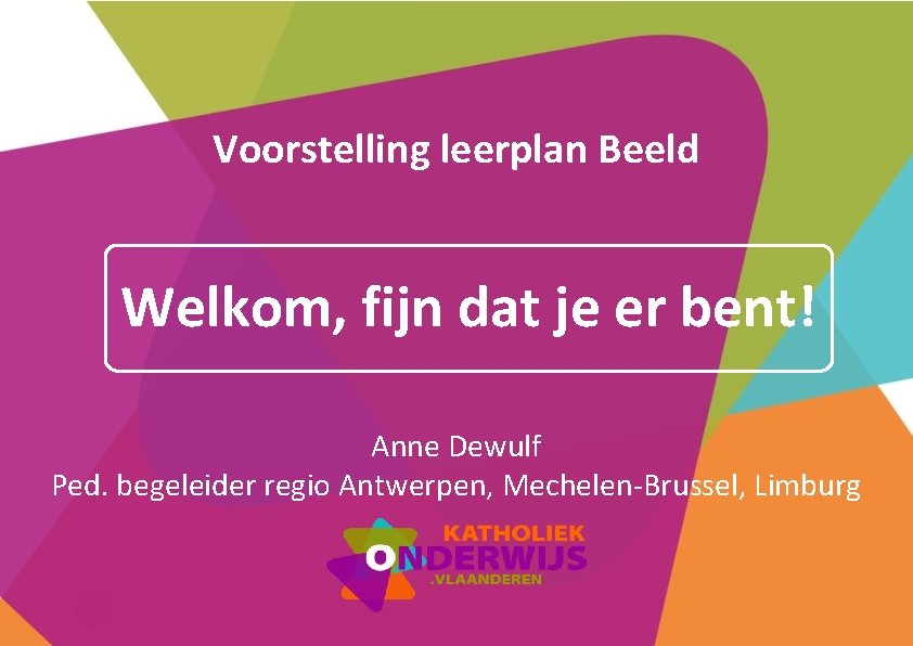 Voorstelling leerplan Beeld Welkom, fijn dat je er bent! Anne Dewulf Ped. begeleider regio