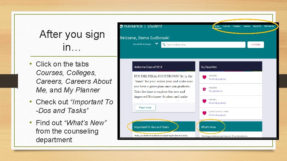 After you sign in… • Click on the tabs Courses, Colleges, Careers About Me, After you sign in… • Click on the tabs Courses, Colleges, Careers About Me,
