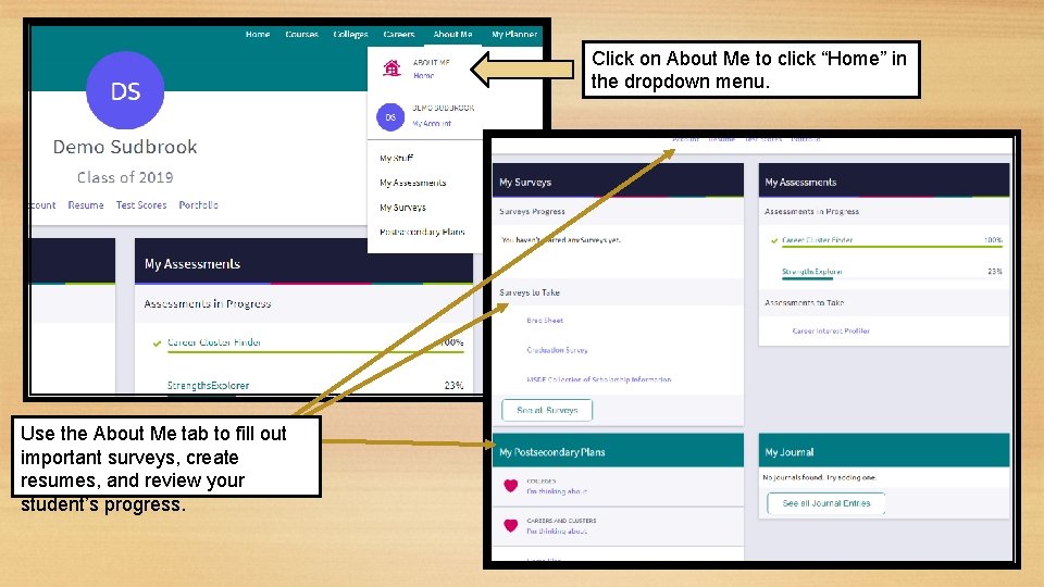 Click on About Me to click “Home” in the dropdown menu. Use the About Click on About Me to click “Home” in the dropdown menu. Use the About