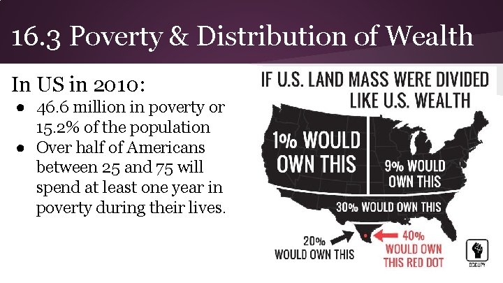 16. 3 Poverty & Distribution of Wealth In US in 2010: ● 46. 6