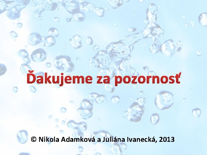 Ďakujeme za pozornosť © Nikola Adamková a Juliána Ivanecká, 2013 