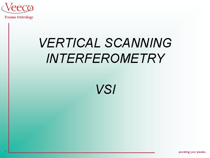 VERTICAL SCANNING INTERFEROMETRY VSI 1 powering your process. 