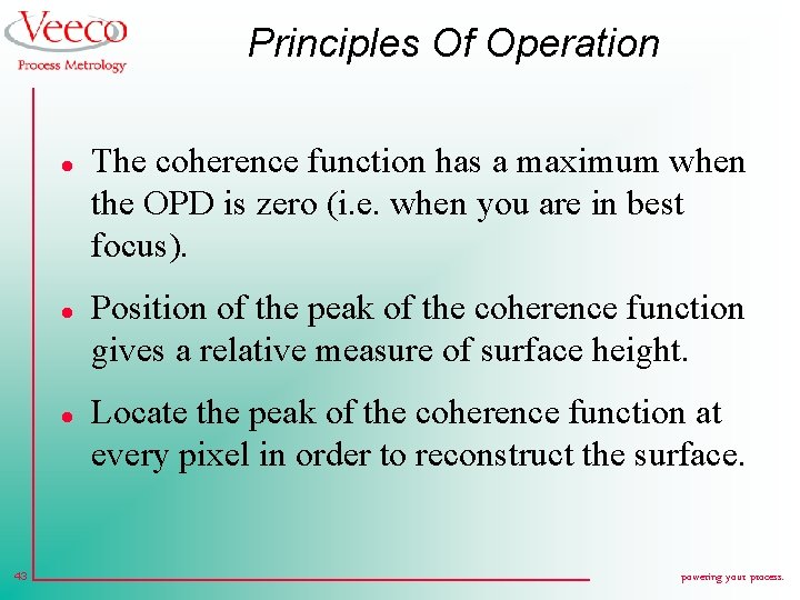 Principles Of Operation l l l 43 The coherence function has a maximum when