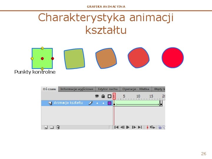 GRAFIKA ANIMACYJNA Charakterystyka animacji kształtu Punkty kontrolne 26 