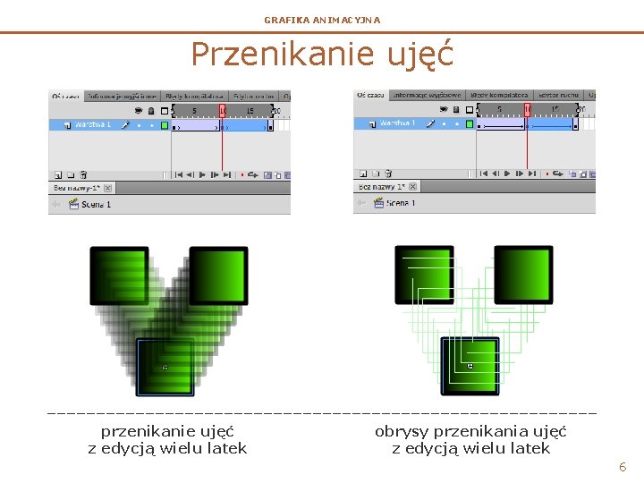 GRAFIKA ANIMACYJNA Przenikanie ujęć przenikanie ujęć z edycją wielu latek obrysy przenikania ujęć z