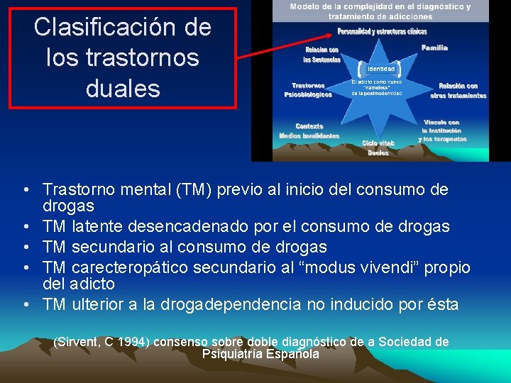 Clasificación de los trastornos duales • Trastorno mental (TM) previo al inicio del consumo