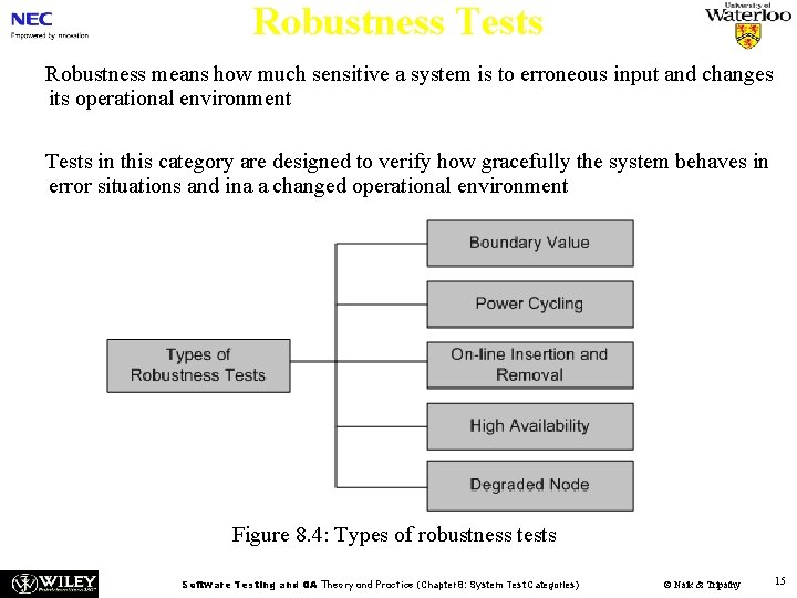 Robustness Tests Robustness means how much sensitive a system is to erroneous input and