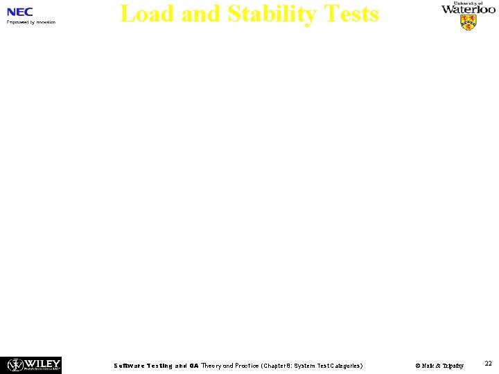 Load and Stability Tests n n Tests are designed to ensure that the system