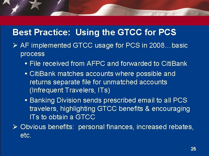 Best Practice: Using the GTCC for PCS Ø AF implemented GTCC usage for PCS Best Practice: Using the GTCC for PCS Ø AF implemented GTCC usage for PCS