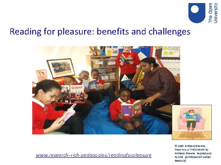Reading for pleasure: benefits and challenges www. research–rich-pedagogies/readingforpleasure © 1985 Anthony Browne From WILLY