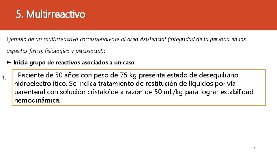 5. Multirreactivo Ejemplo de un multirreactivo correspondiente al área Asistencial (integridad de la persona