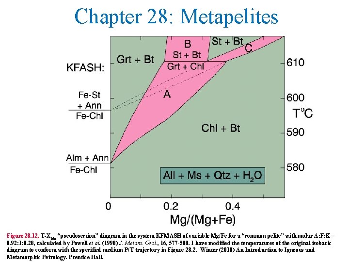 Chapter 28: Metapelites Figure 28. 12. T-XMg “pseudosection” diagram in the system KFMASH of