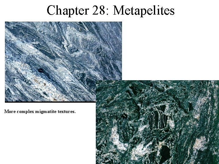 Chapter 28: Metapelites More complex migmatite textures. 