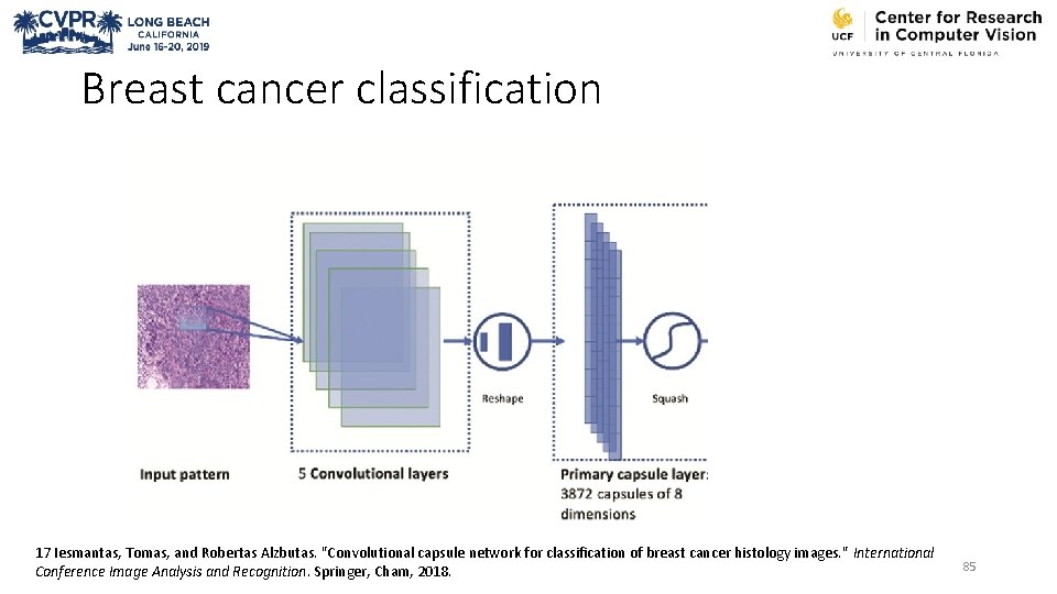 Breast cancer classification 17 Iesmantas, Tomas, and Robertas Alzbutas. "Convolutional capsule network for classification