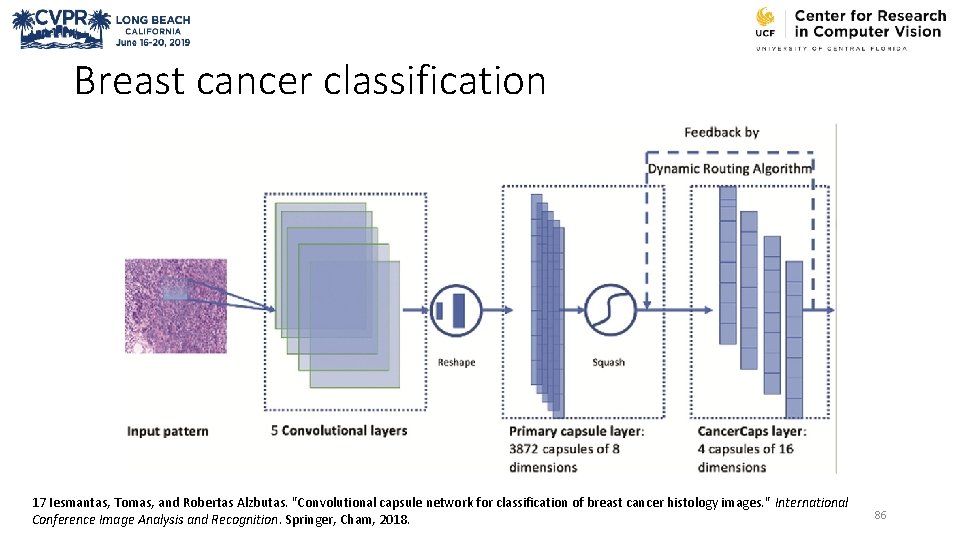 Breast cancer classification 17 Iesmantas, Tomas, and Robertas Alzbutas. "Convolutional capsule network for classification