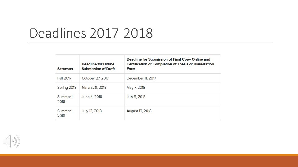 Deadlines 2017 -2018 