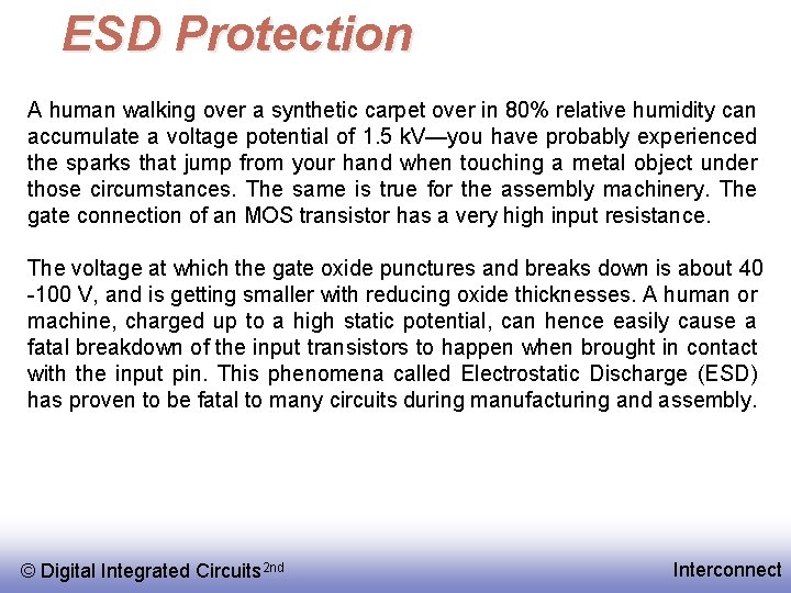 ESD Protection A human walking over a synthetic carpet over in 80% relative humidity