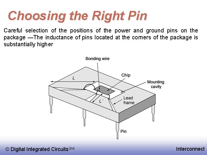 Choosing the Right Pin Careful selection of the positions of the power and ground