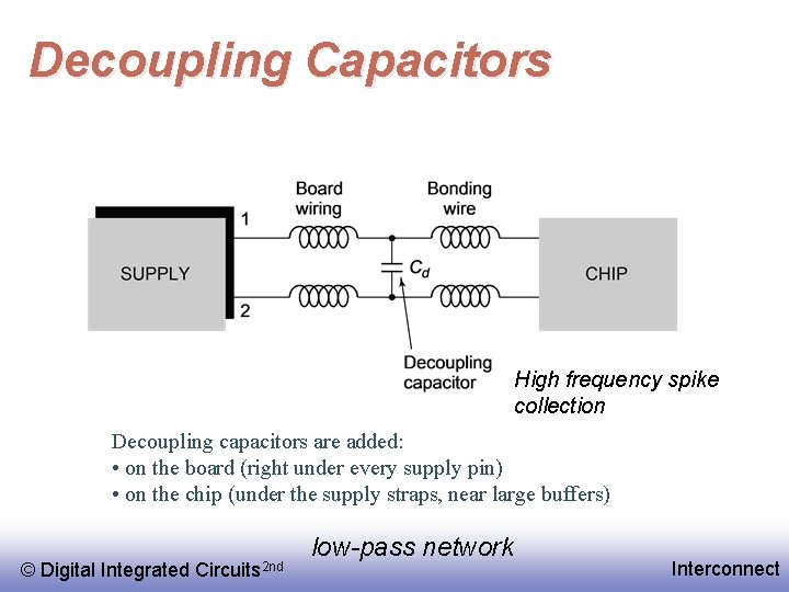 Decoupling Capacitors High frequency spike collection Decoupling capacitors are added: • on the board