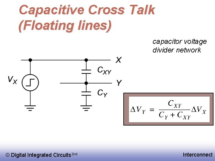 Capacitive Cross Talk (Floating lines) capacitor voltage divider network © Digital Integrated Circuits 2
