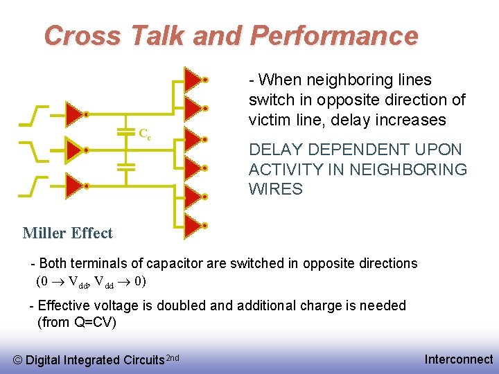 Cross Talk and Performance Cc - When neighboring lines switch in opposite direction of