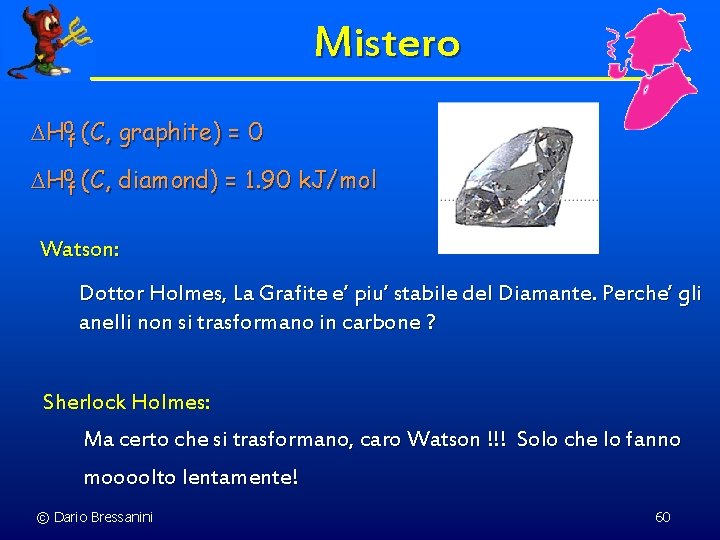 Mistero H 0 f (C, graphite) = 0 H 0 f (C, diamond) =