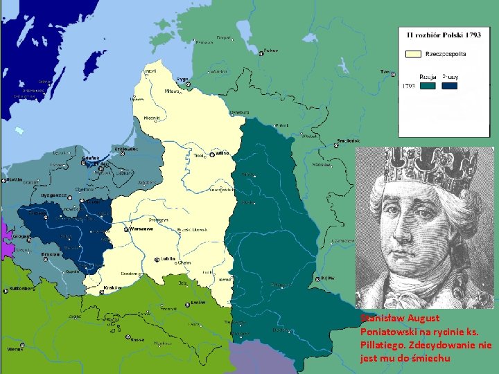 Stanisław August Poniatowski na rycinie ks. Pillatiego. Zdecydowanie jest mu do śmiechu 
